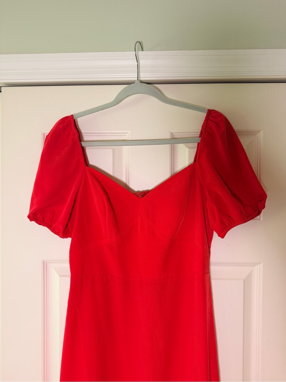 Adrianna Papell Red Maxi Dress with Puff Sleeves - Picture 4 of 4